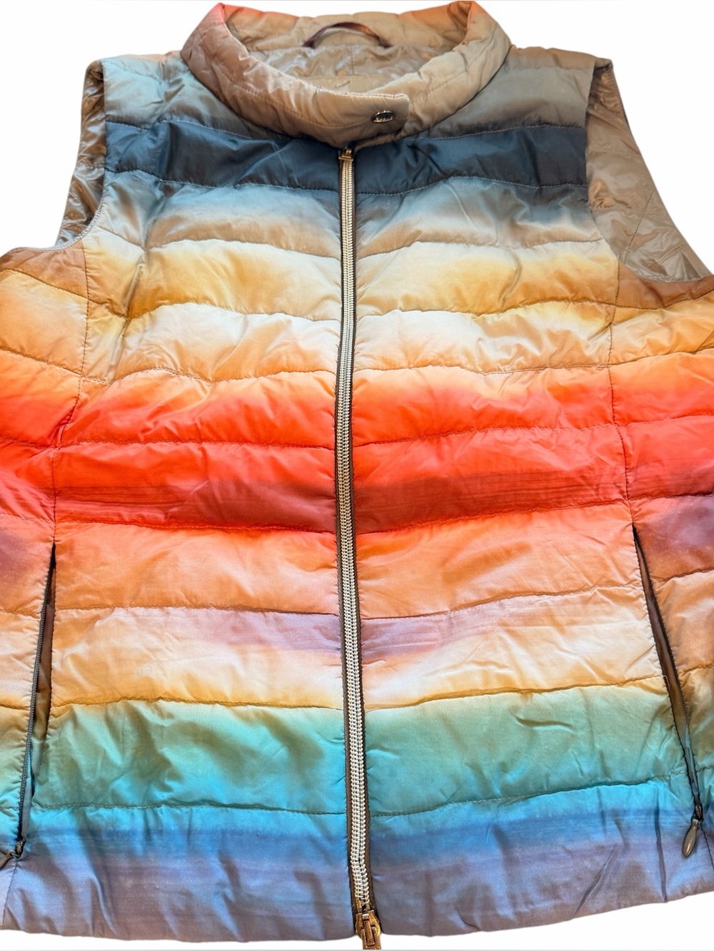 Herno Rainbow Multicolor Glossy Goose Down Puffer Vest IT 42